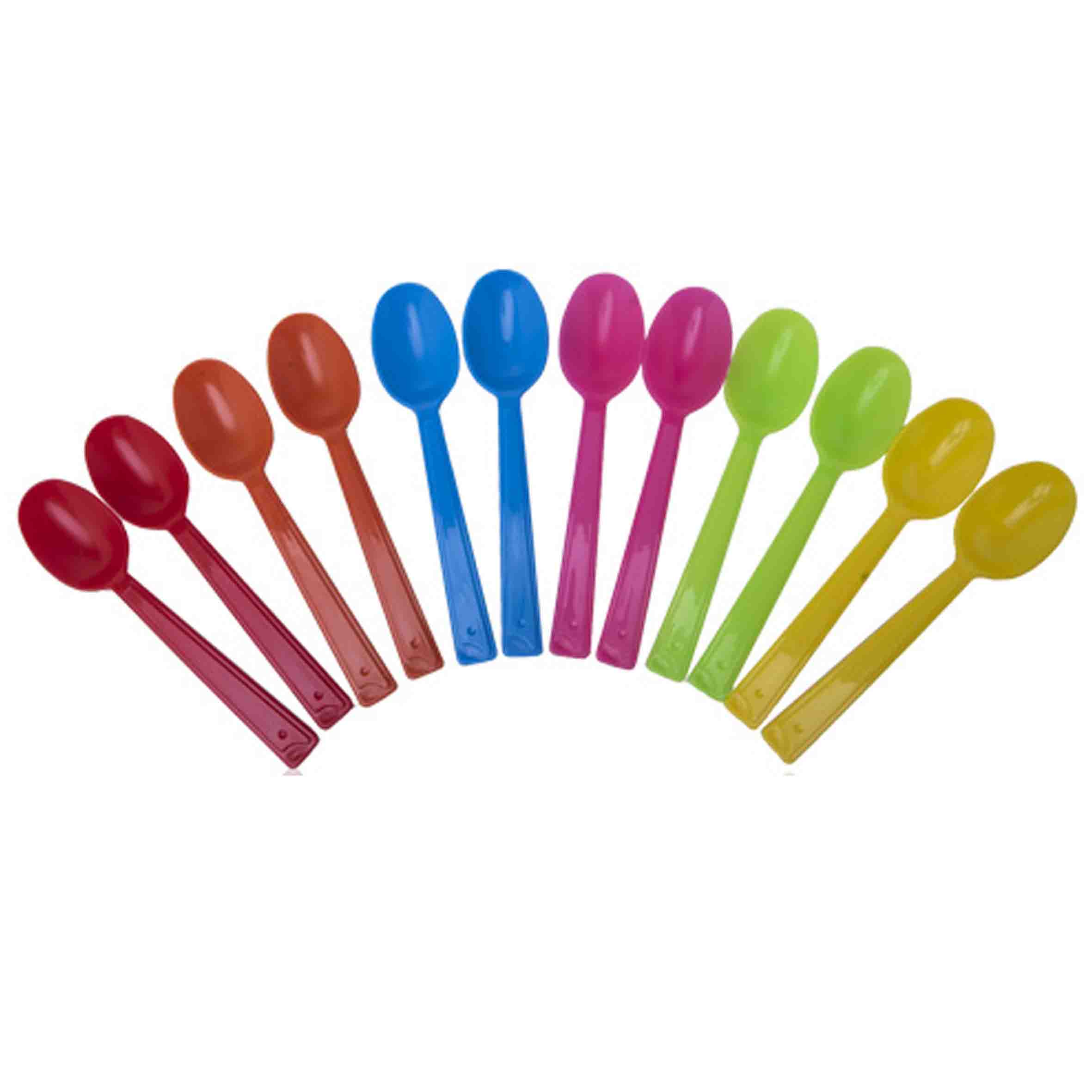 Set con 12 cucharas soperas de plastico reutilizable