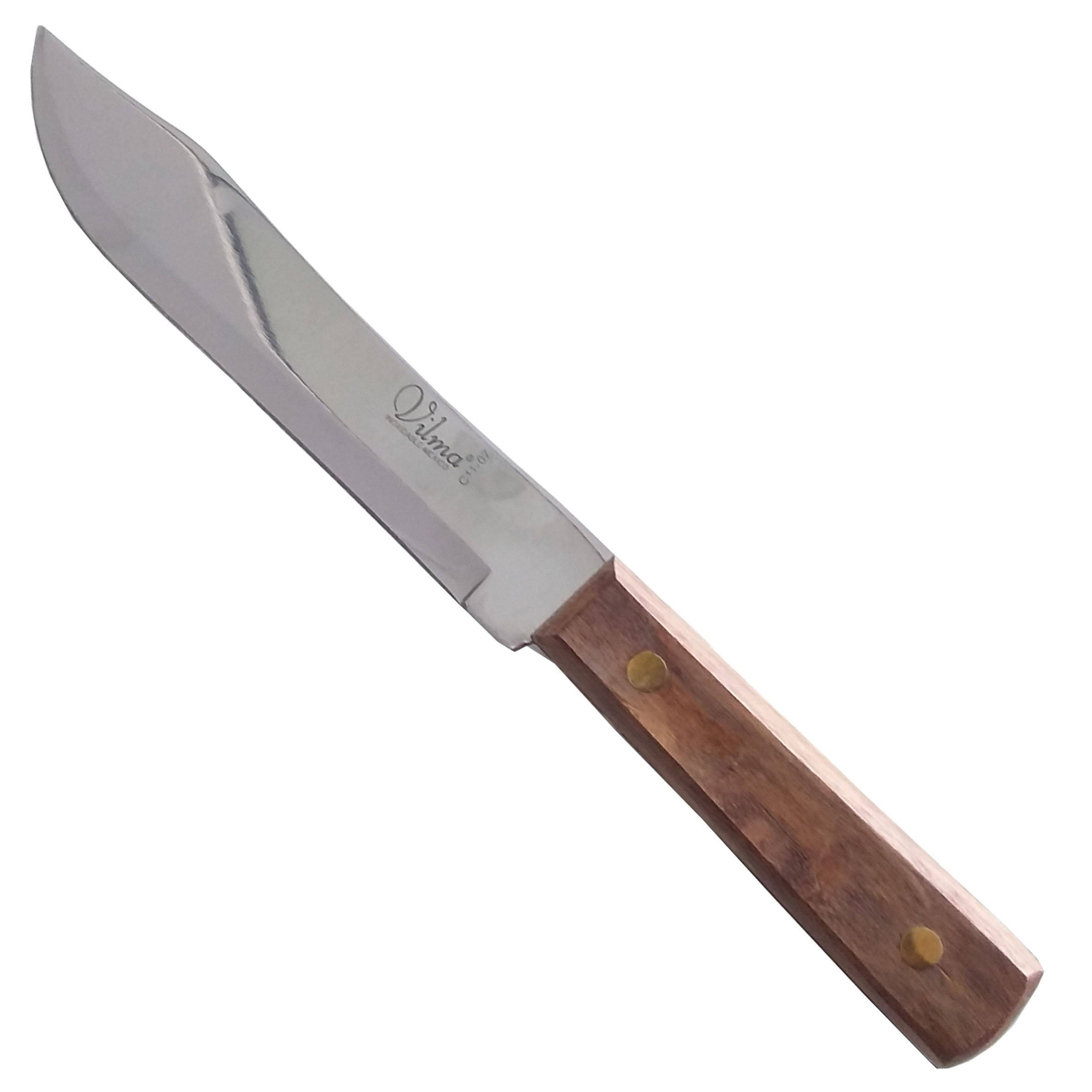 Cuchillo acero inox. grueso filo liso mango madera V15-08